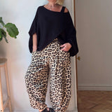 Leopard print cropped trousers