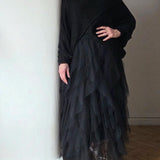 Waterfall mesh layered skirt