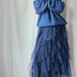 Waterfall mesh layered skirt