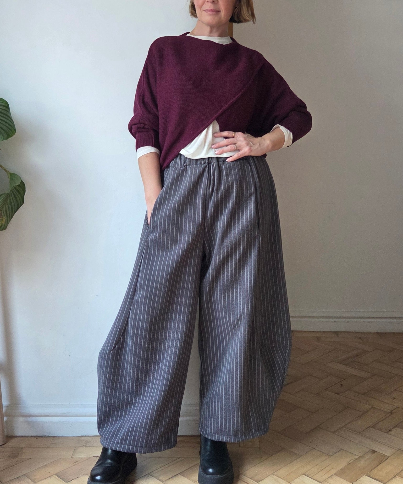 Pinstripe Barrel Trousers