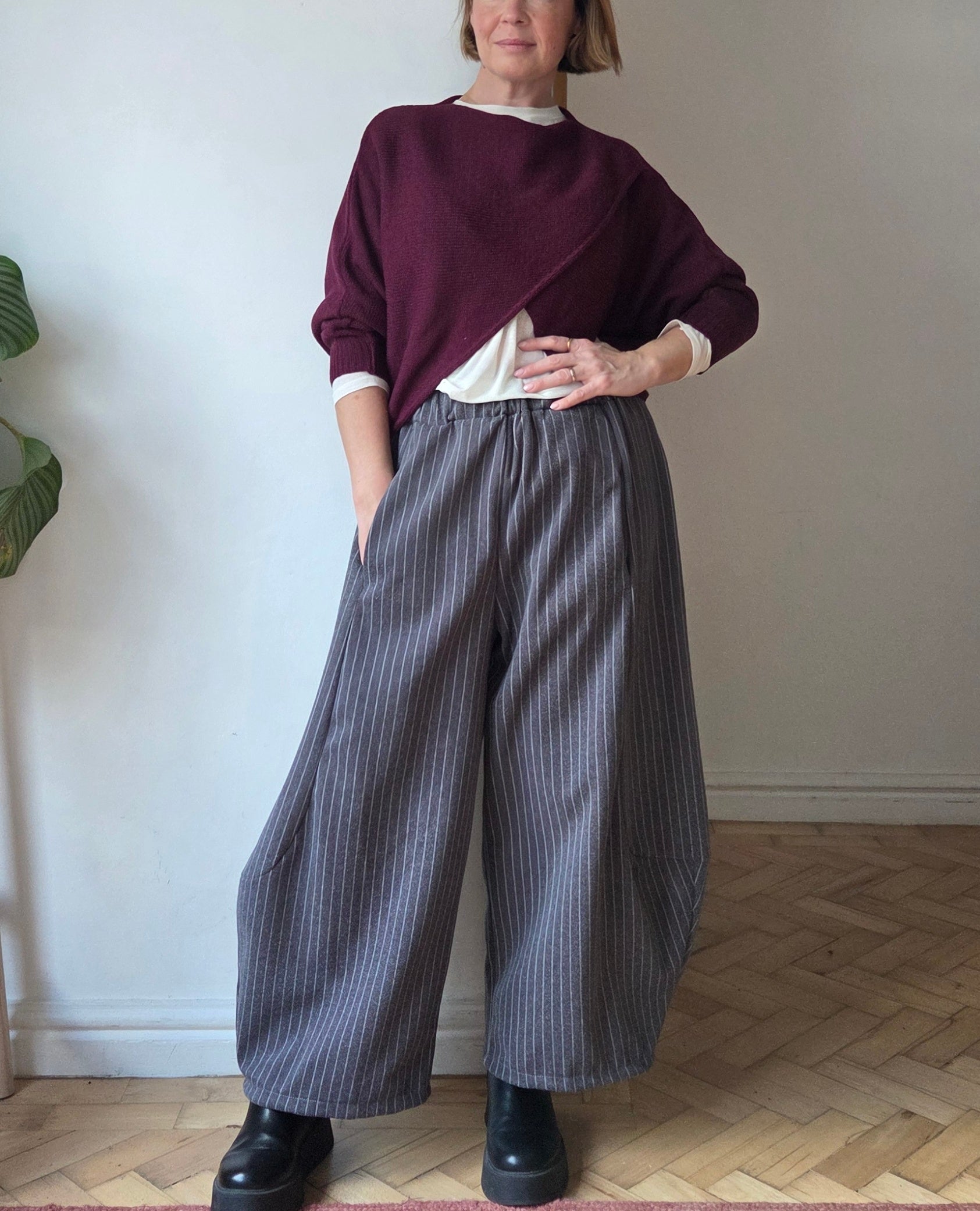 Pinstripe Barrel Trousers
