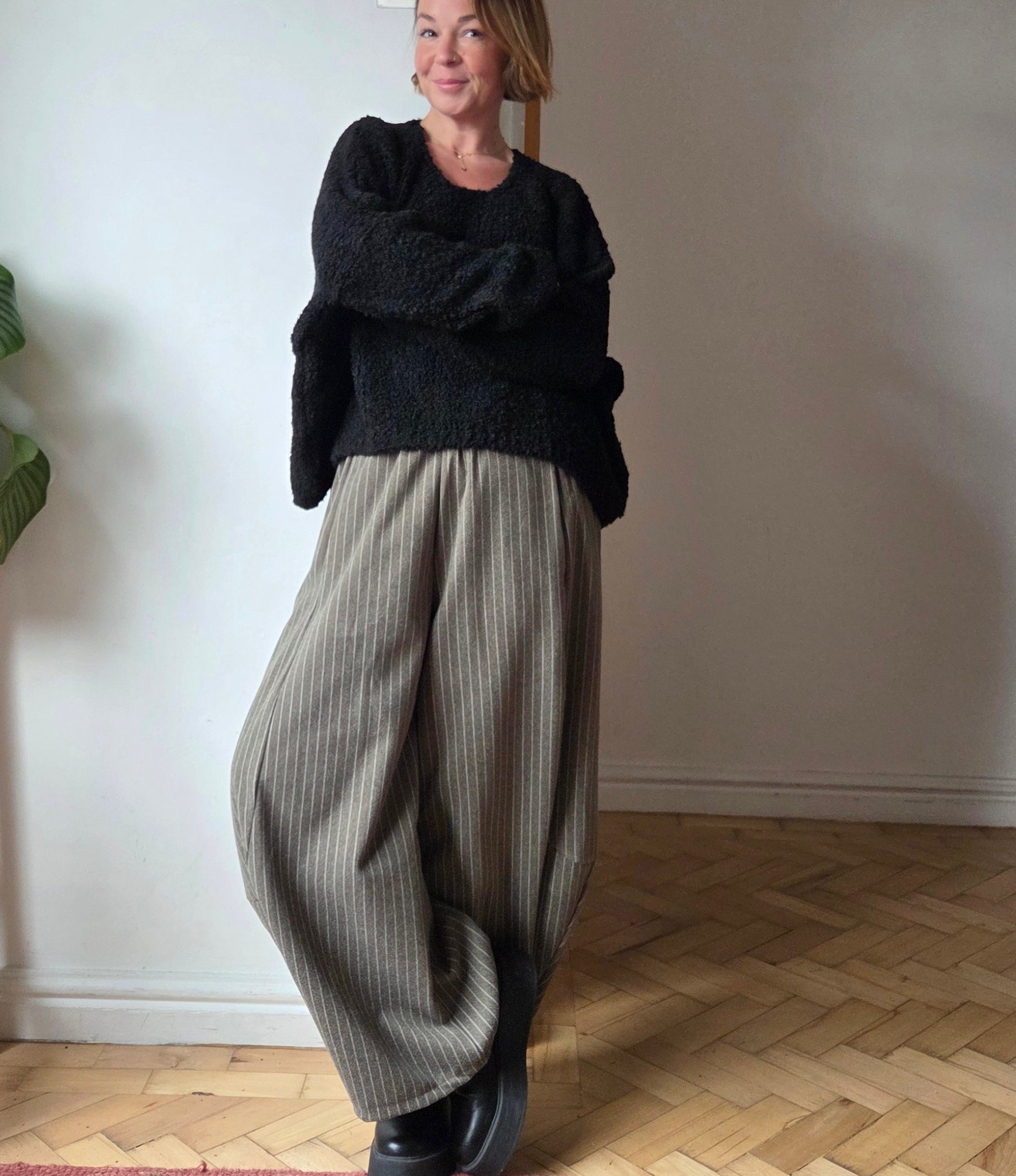 Pinstripe Barrel Trousers