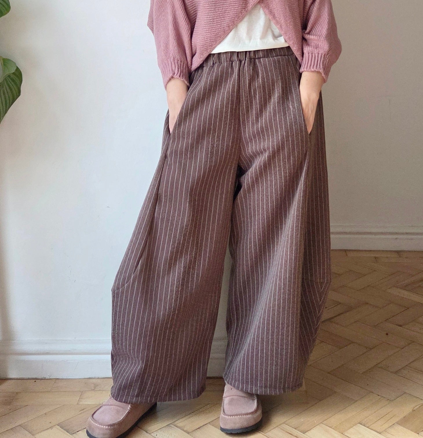 Pinstripe Barrel Trousers