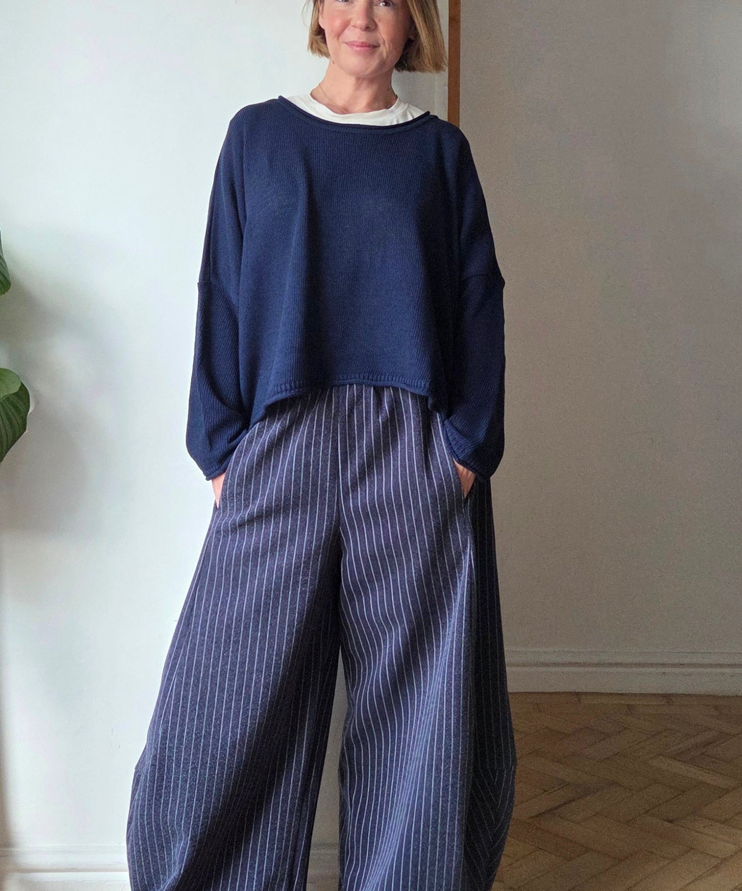 Pinstripe Barrel Trousers
