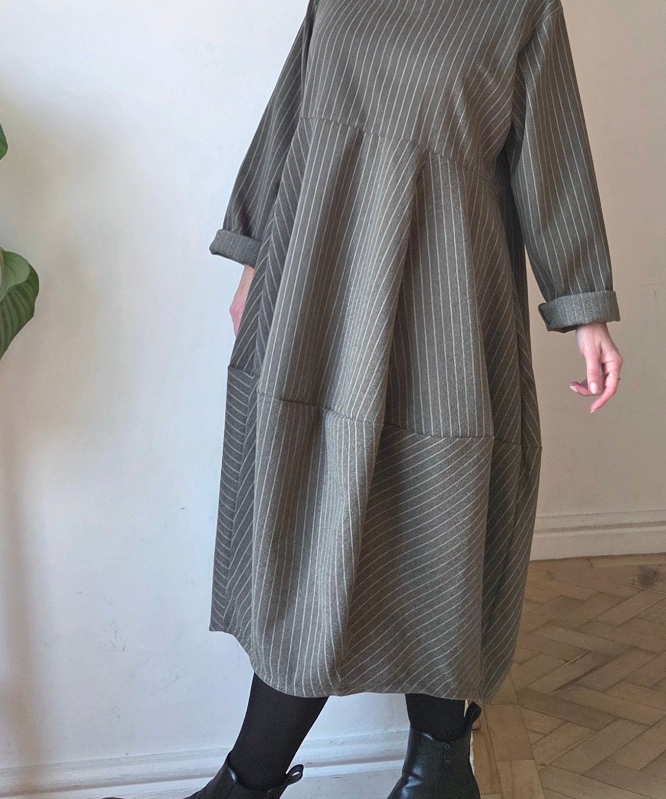 Pinstripe Balloon Dress
