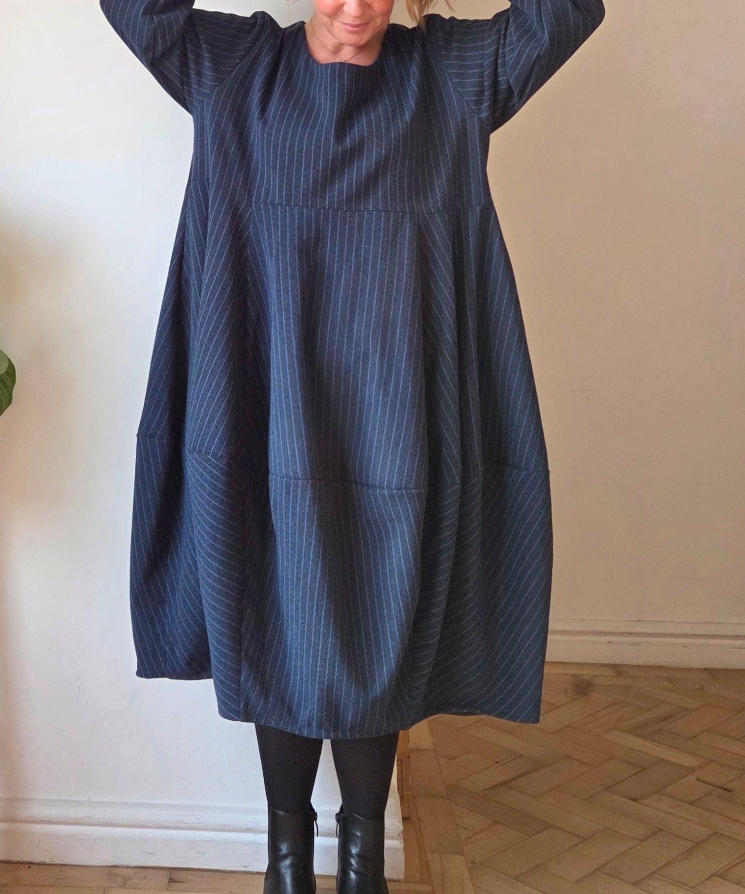 Pinstripe Balloon Dress