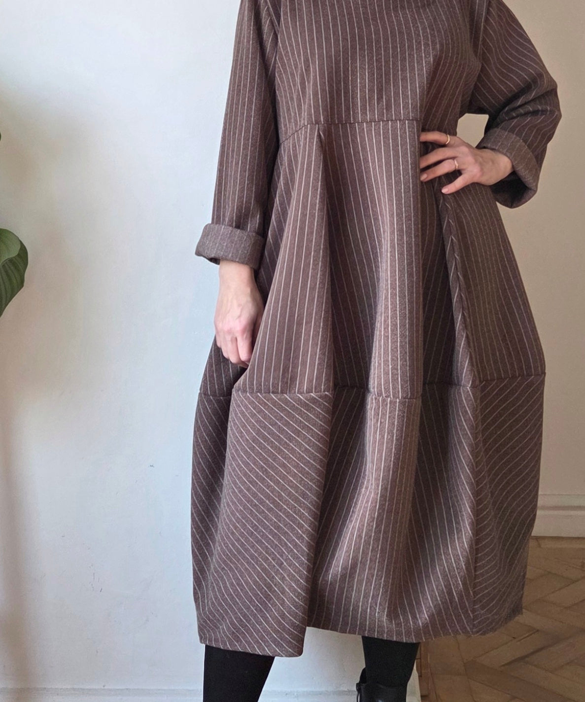 Pinstripe Balloon Dress