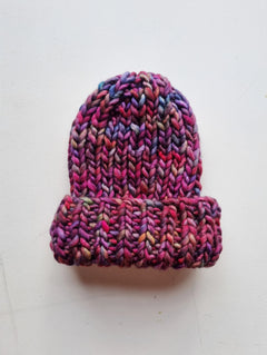 "m" hat - multi purple from So Satsuma Clothing UK.
