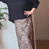 Silk blend leopard print skirt