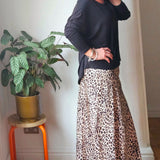 Silk blend leopard print skirt