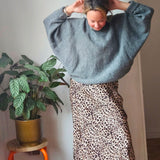 Silk blend leopard print skirt