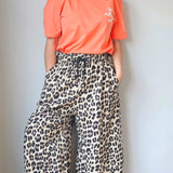 Leopard print wide leg trousers