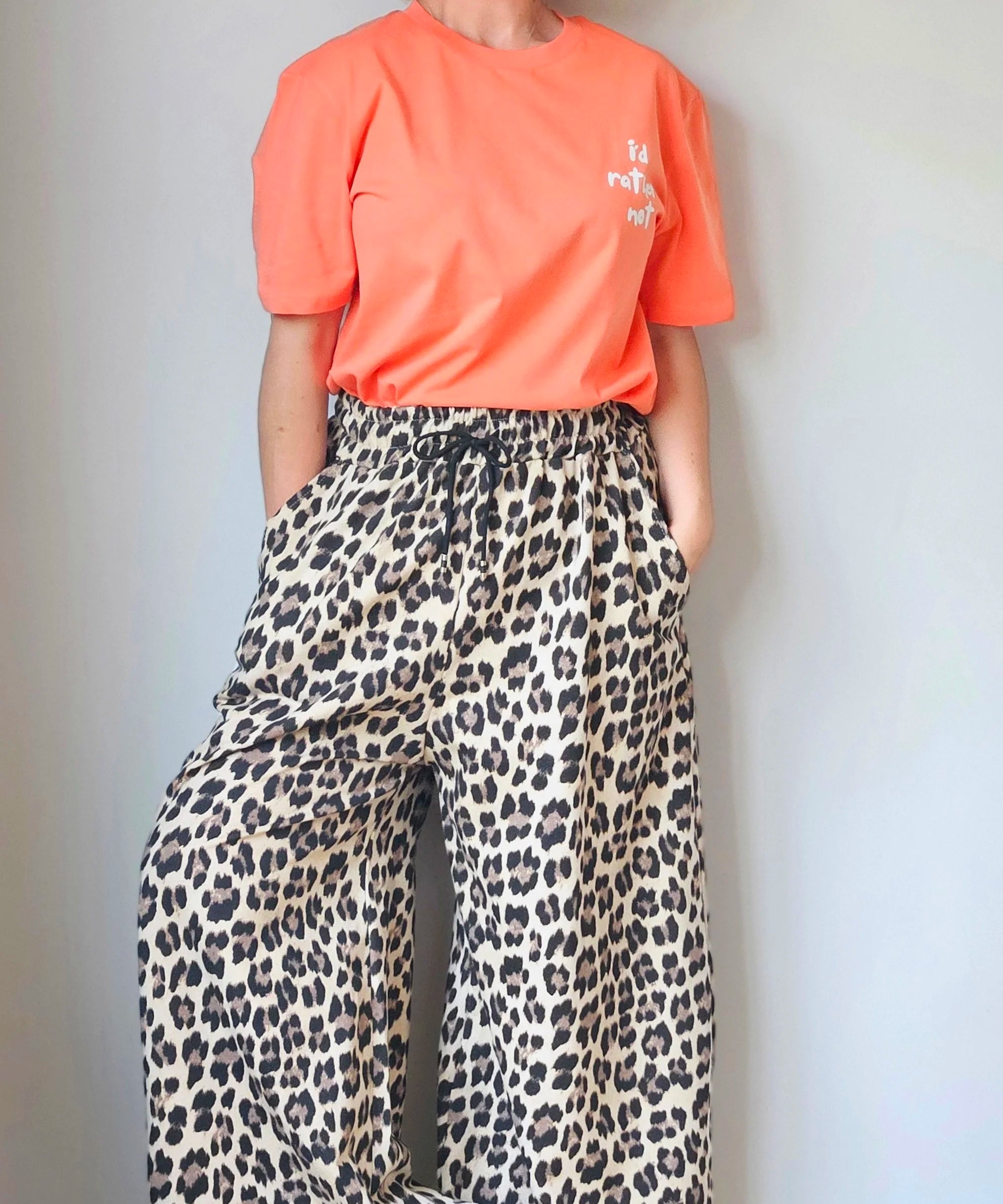 Leopard print wide leg trousers