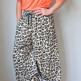 Leopard print wide leg trousers