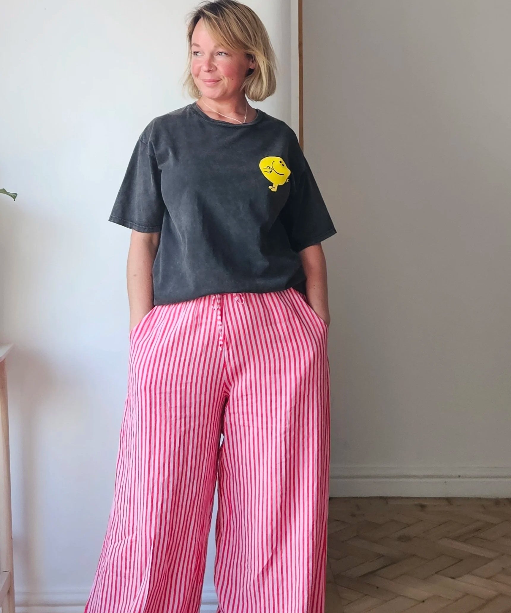 Striped linen trousers