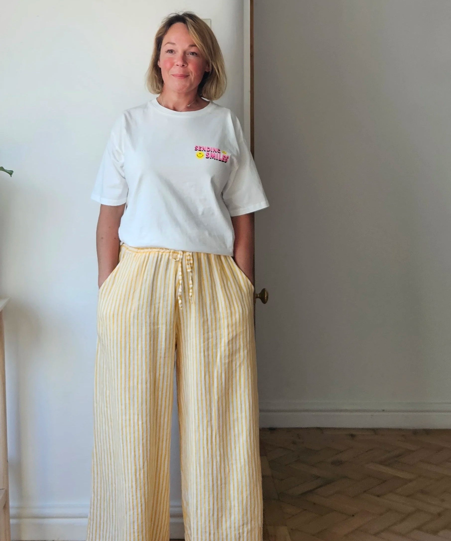 Striped linen trousers