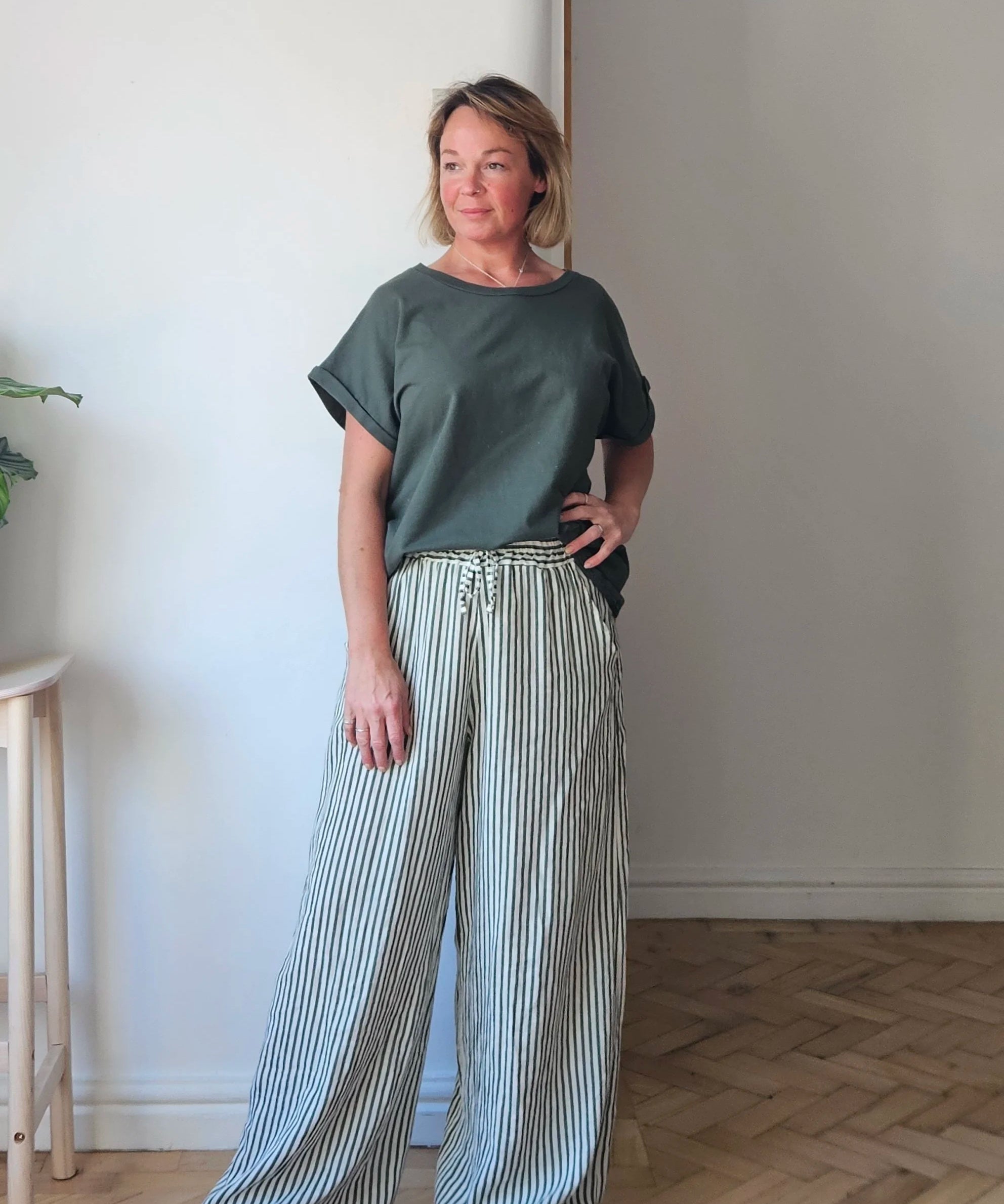 Striped linen trousers