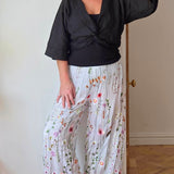 Wild flower silk blend trousers