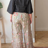 Wild flower silk blend trousers