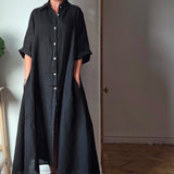 Maxi linen shirt dress