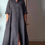 Maxi linen shirt dress