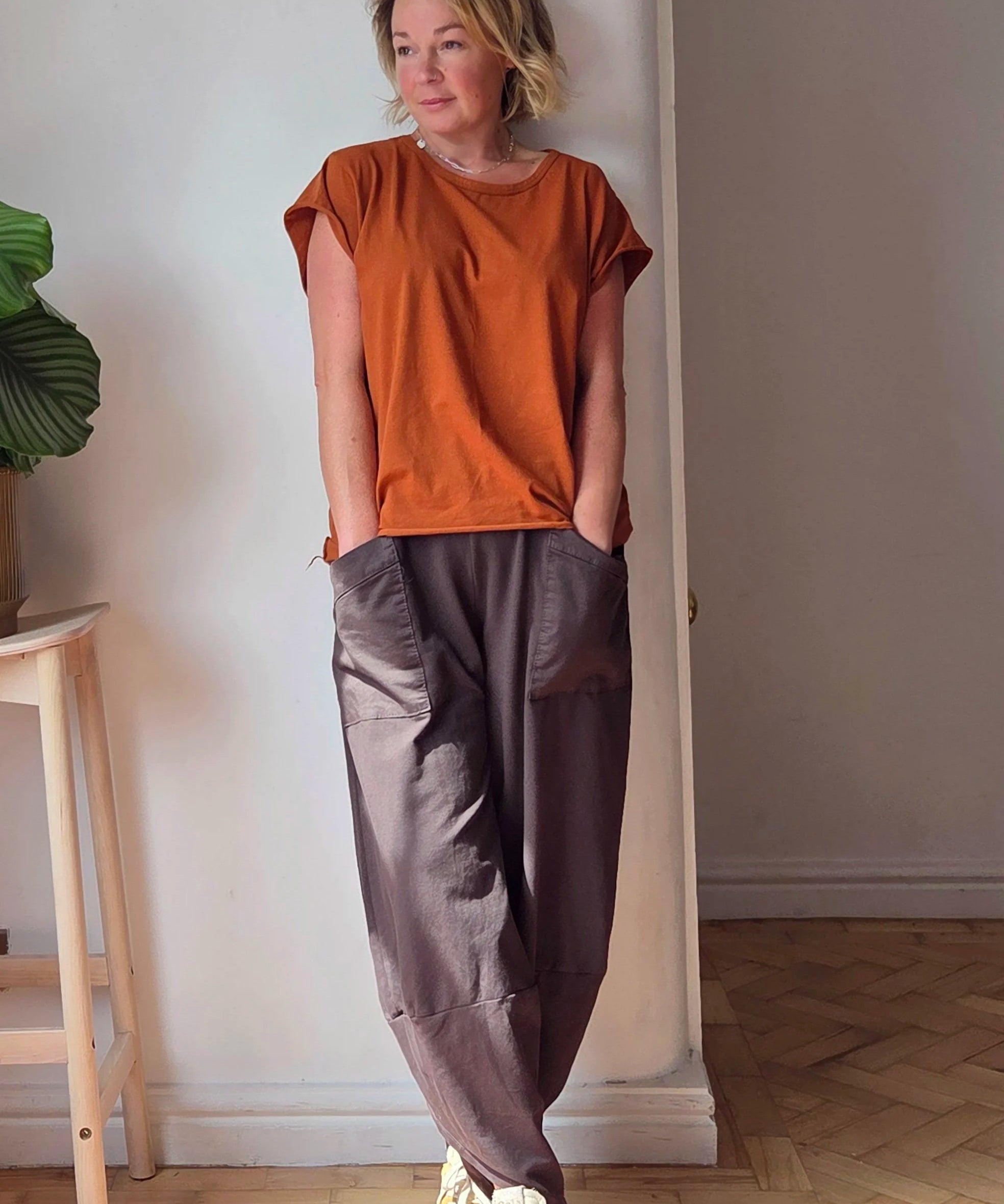 Bold cropped jersey trousers from So Satsuma Clothing UK.