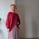 The cross front jumper from SoSatsuma in maroon.