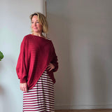 The cross front jumper from SoSatsuma in maroon.