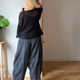 Cropped barrel leg jeans