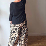 Big print leopard trousers