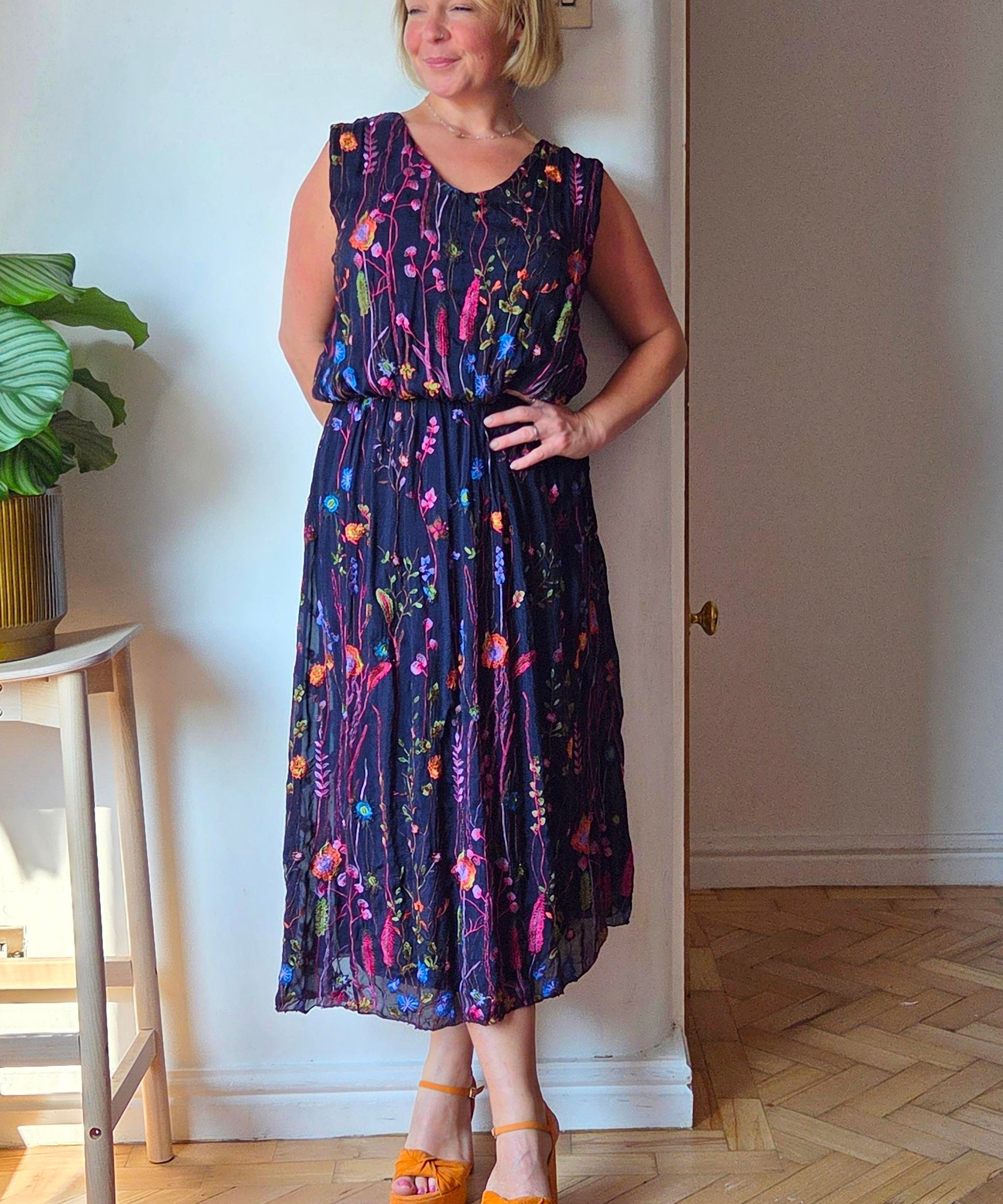 Wild flower silk blend dress