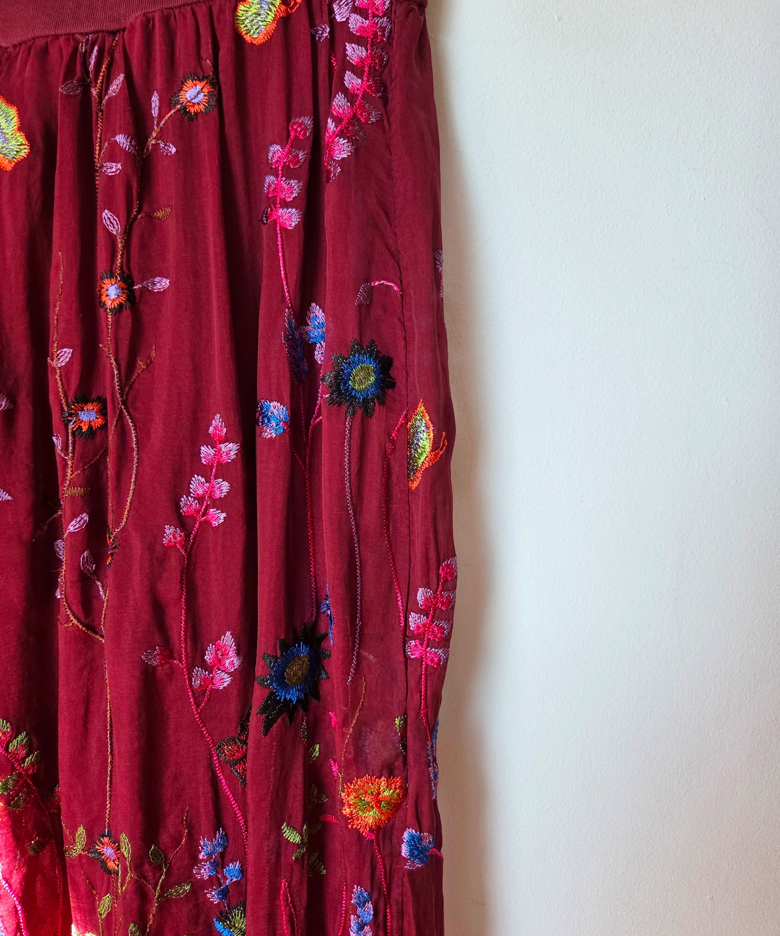 Wild flower silk blend trousers