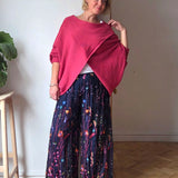 Wild flower silk blend trousers
