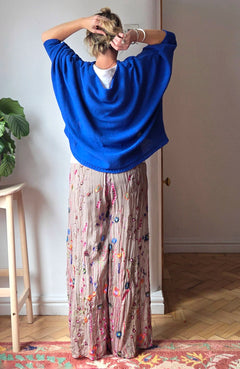 Wild flower silk blend trousers