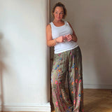 Wild flower silk blend trousers