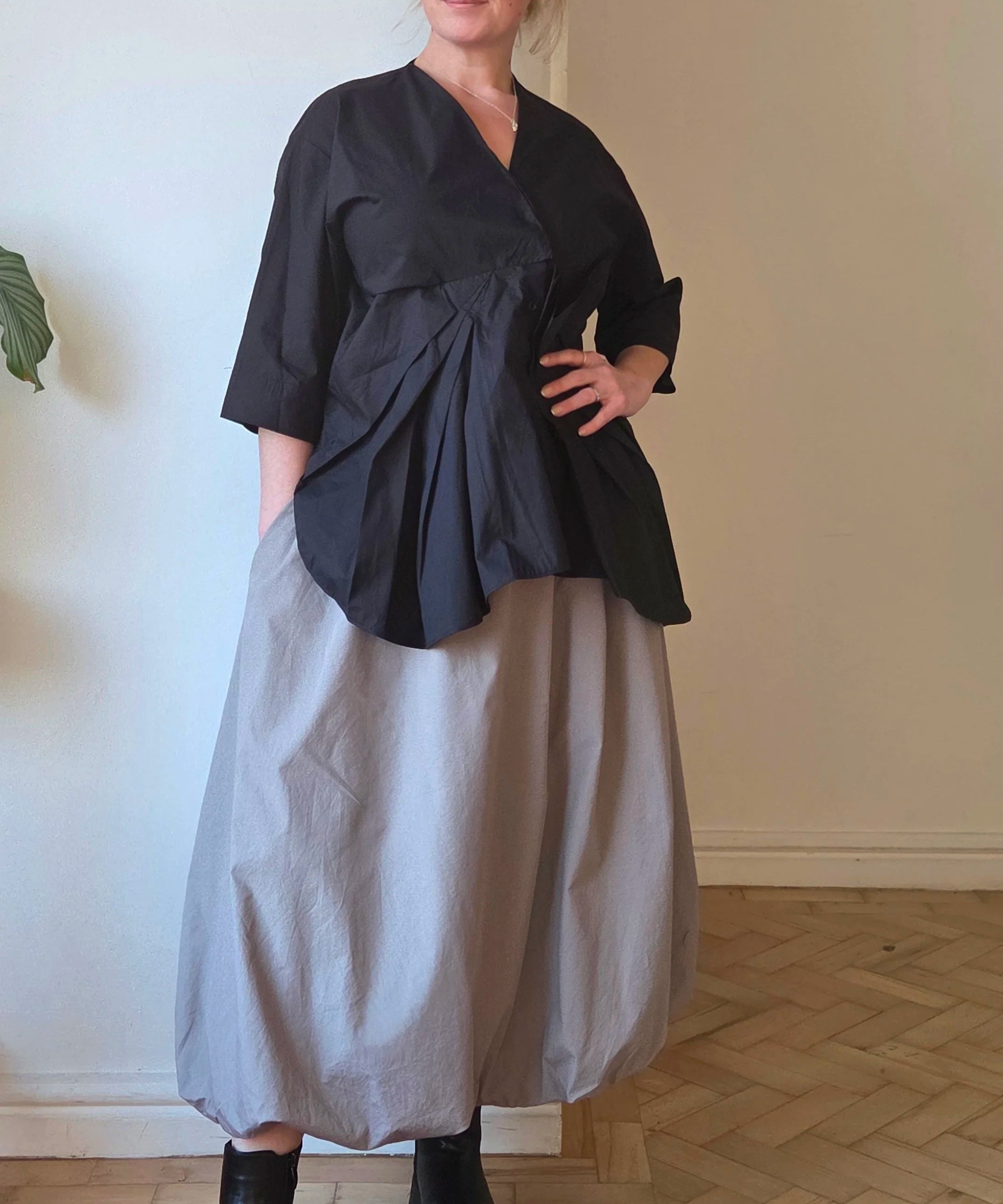 Bubble hem cotton skirt