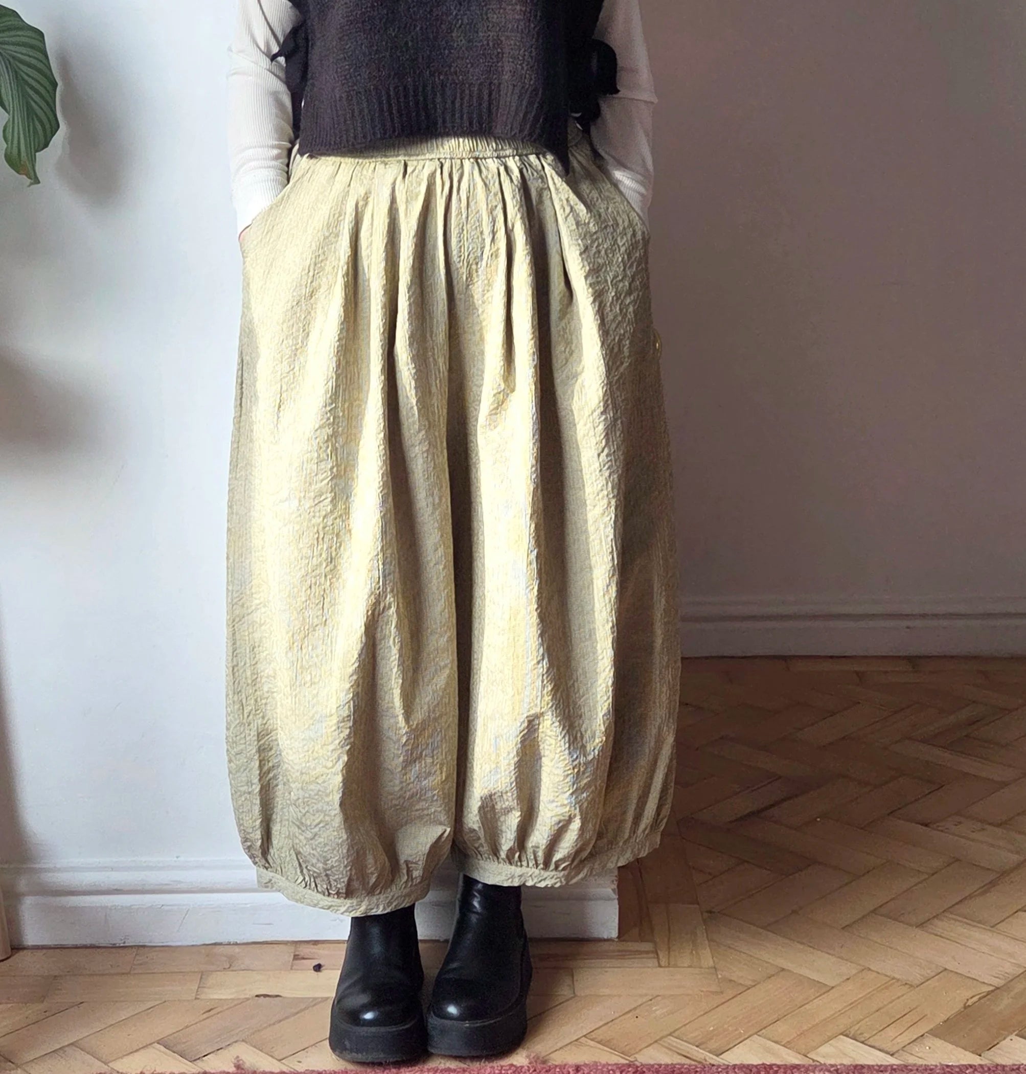 Fine stripe balloon trousers from So Satsuma Clothing UK.