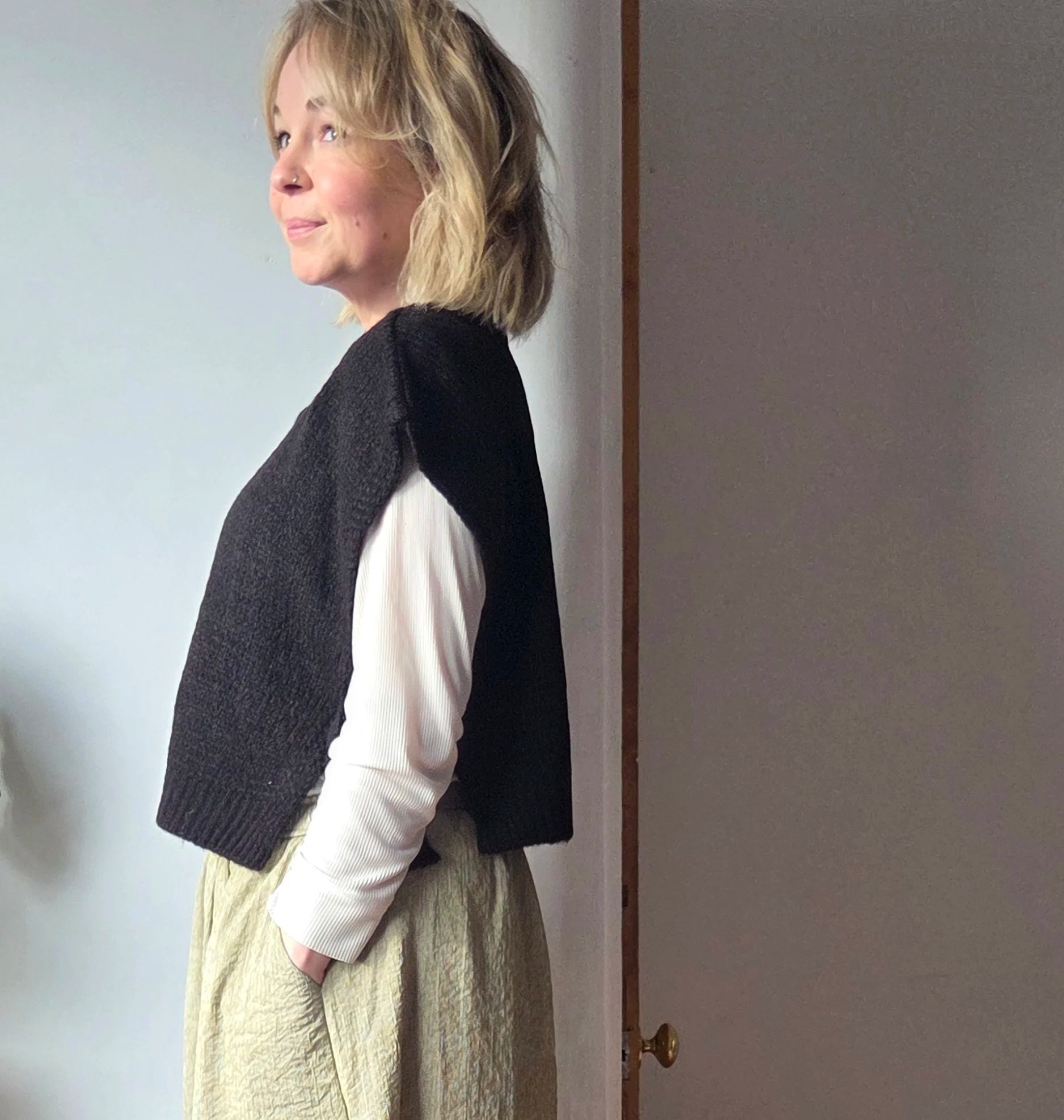 Knitted tabard from So Satsuma Clothing UK.
