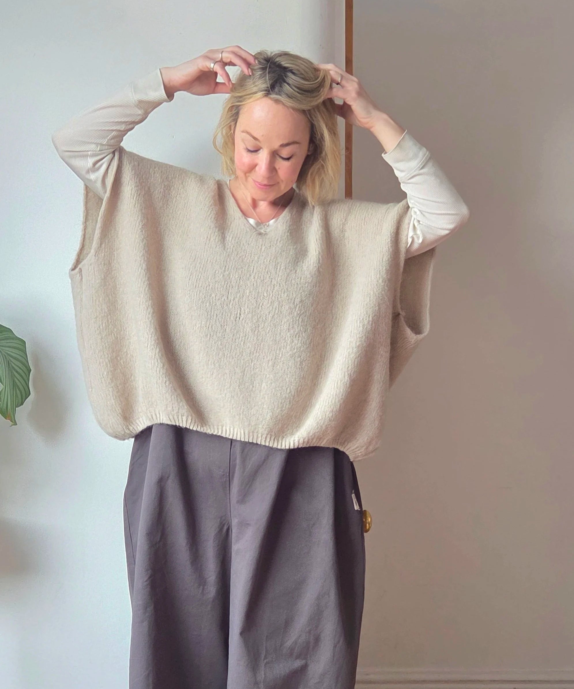 Oversized knitted vest top