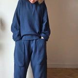 Waffle cotton trousers