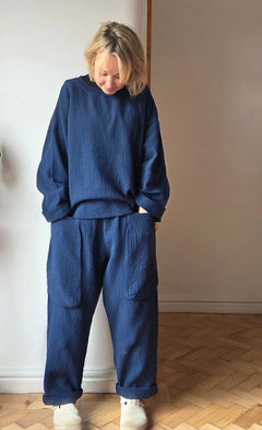 Waffle cotton sweatshirt