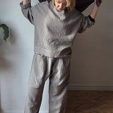 Waffle cotton trousers