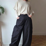 Wide leg cargo trousers