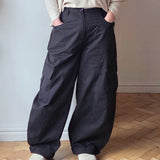 Wide leg cargo trousers