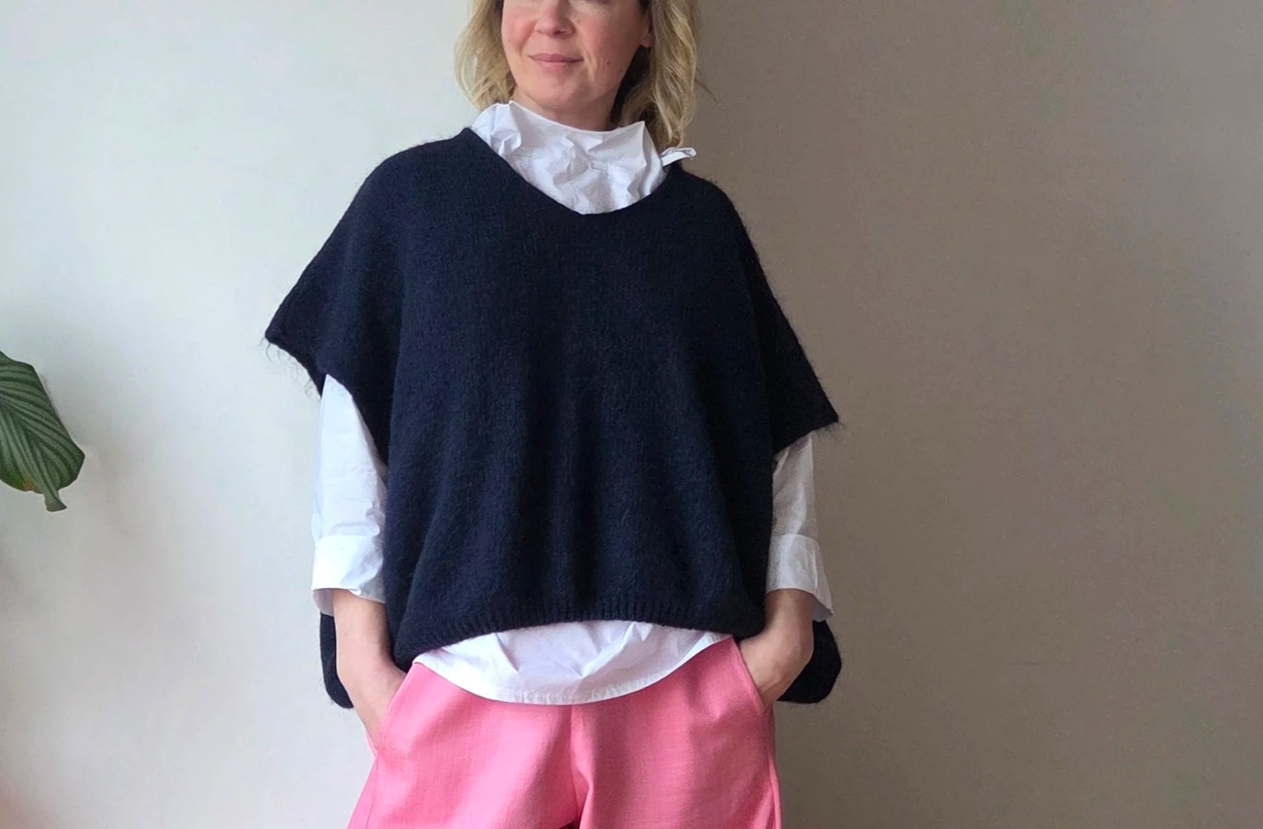 Oversized knitted vest top