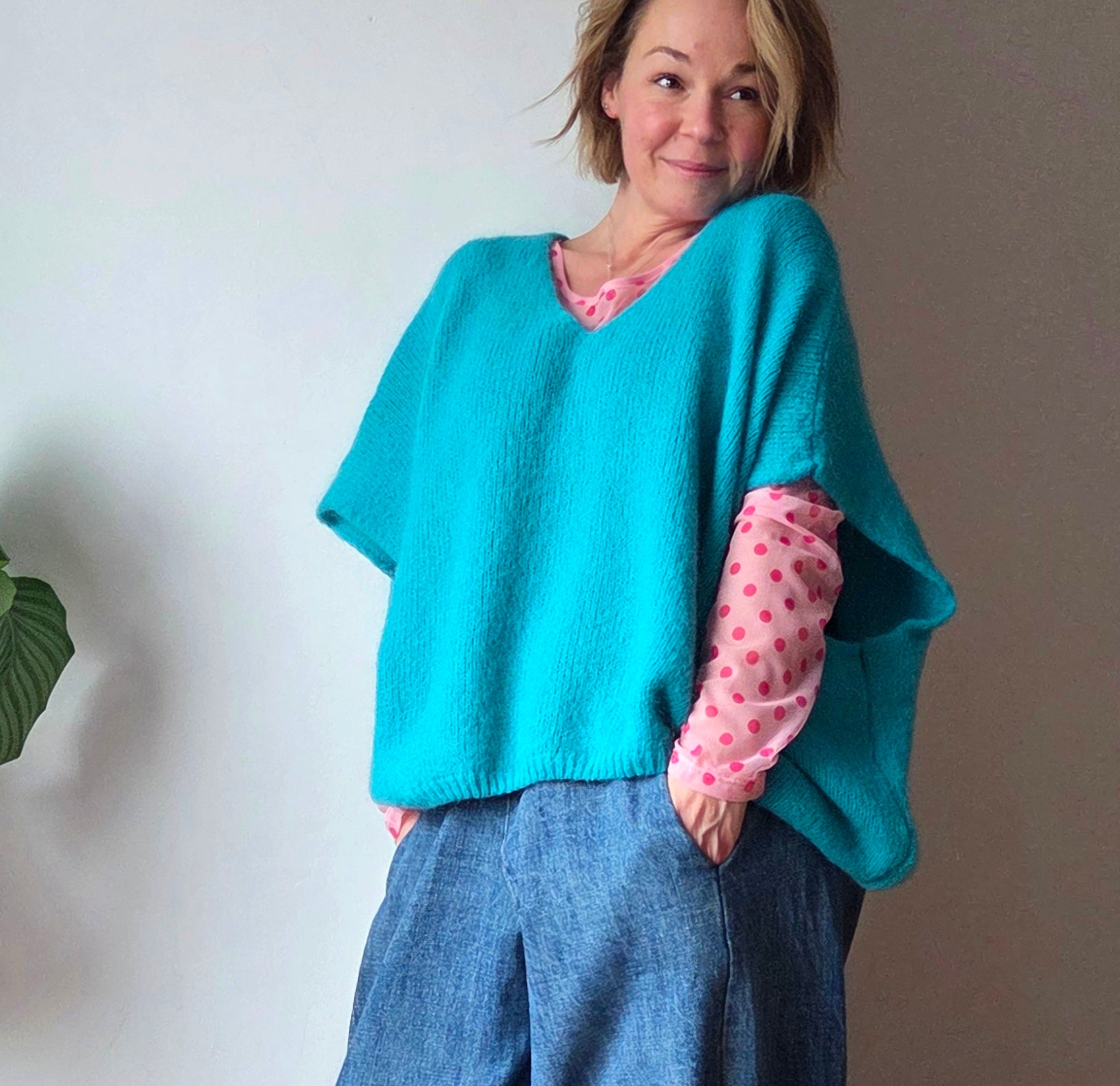 Oversized knitted vest top