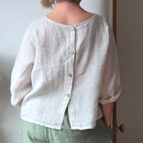Buttoned linen top