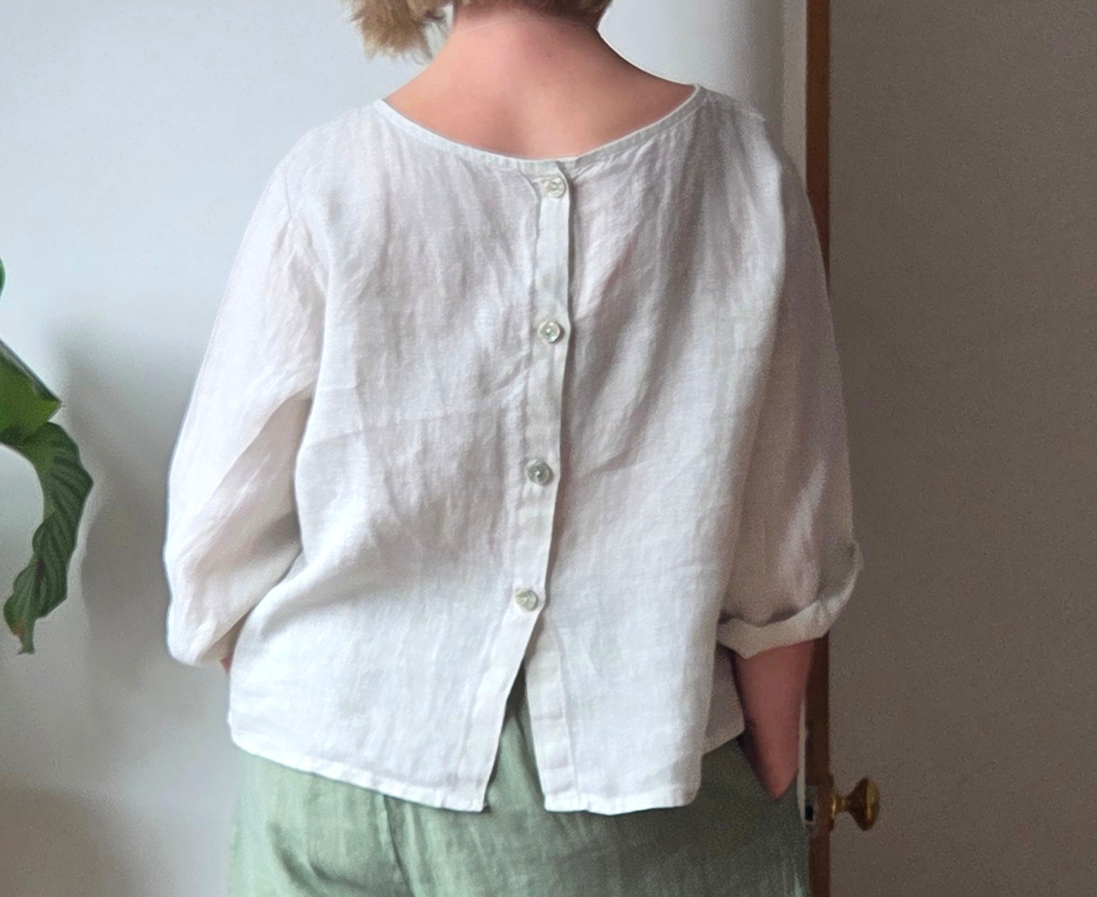 Buttoned linen top from So Satsuma Clothing UK.