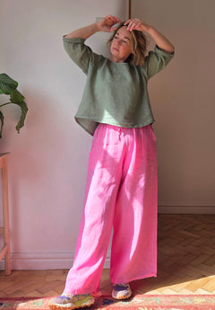 Wide Leg Linen trousers from So Satsuma Clothing UK.