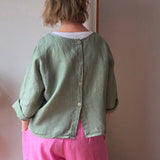 Buttoned linen top